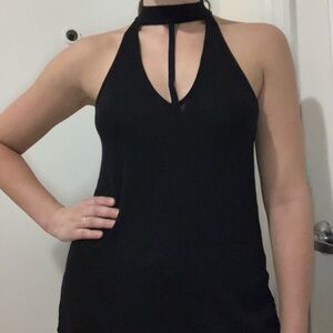 Express One Eleven Black Halter Top
